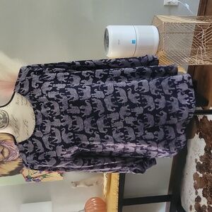 Dark Purple, Elephant Pattern Blouse